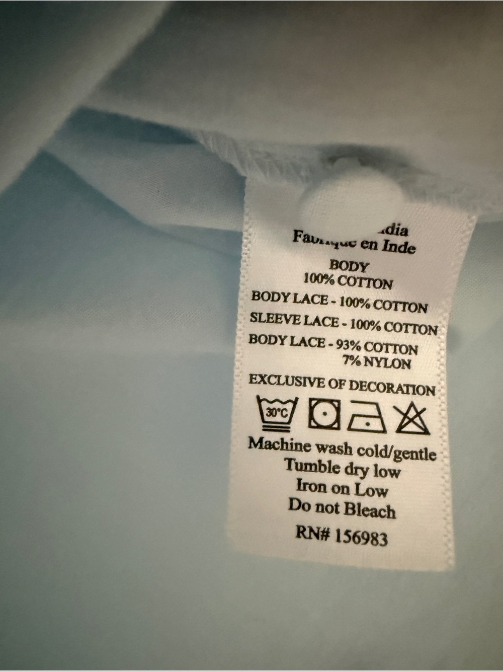 Evereve Romantic Cotton Shirt Crochet Lace Trim Pale Blue Poetcore Small - Picture 7 of 9